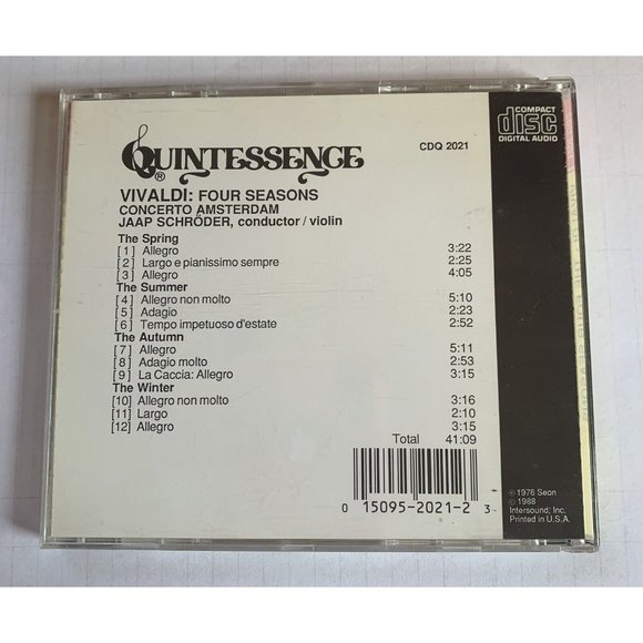 Vivaldi Four Seasons CD Concerto Amsterdam Schroder - Picture 3 of 3
